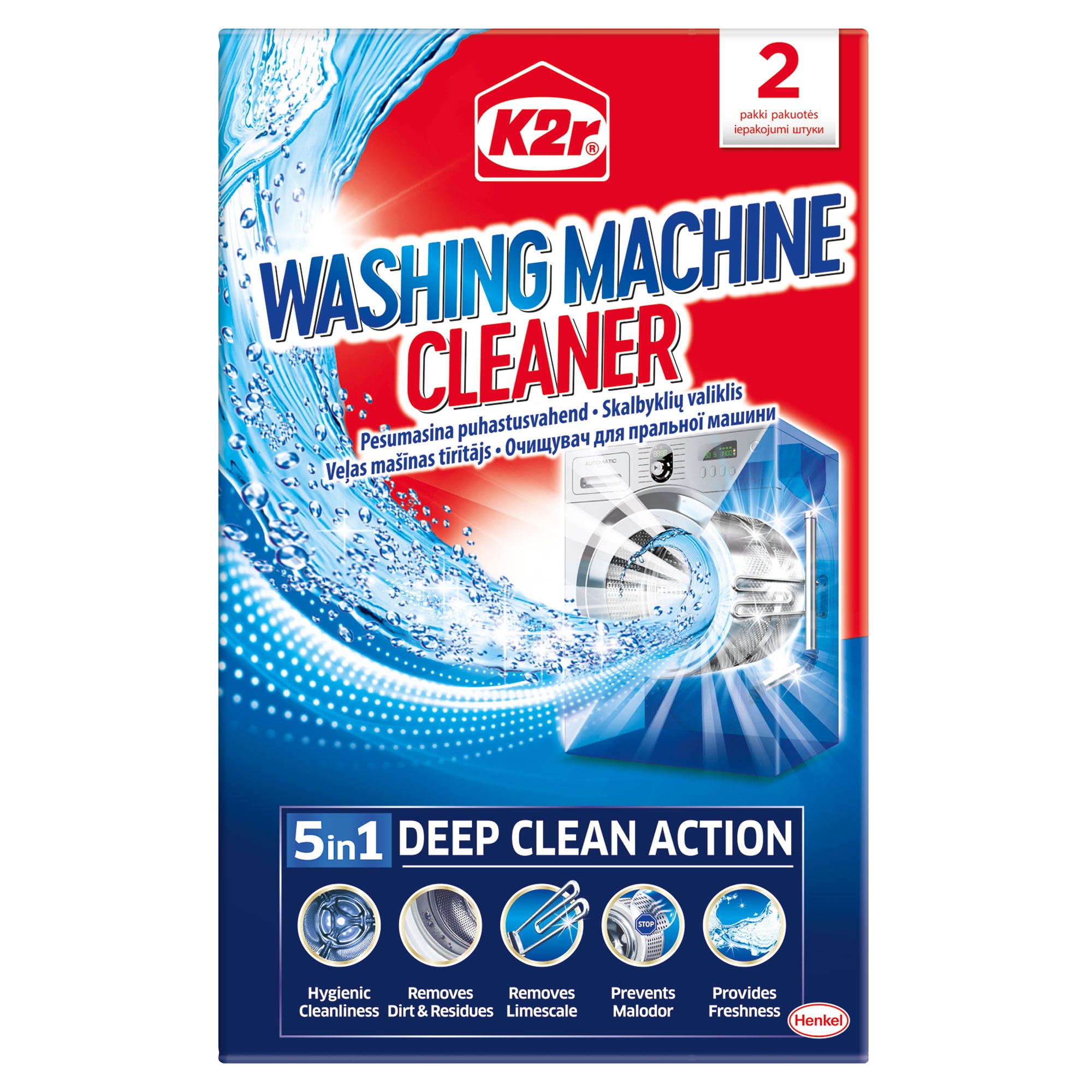 Очищувач для пральної машини K2r Deep Clean Action 5 в 1, 2*75 г